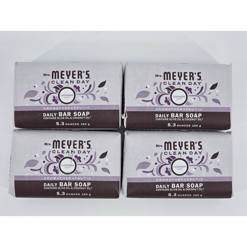 Mrs. Meyer's Clean Day Lavender Daily Bar Soap 5.3oz Lot of 4 1177936